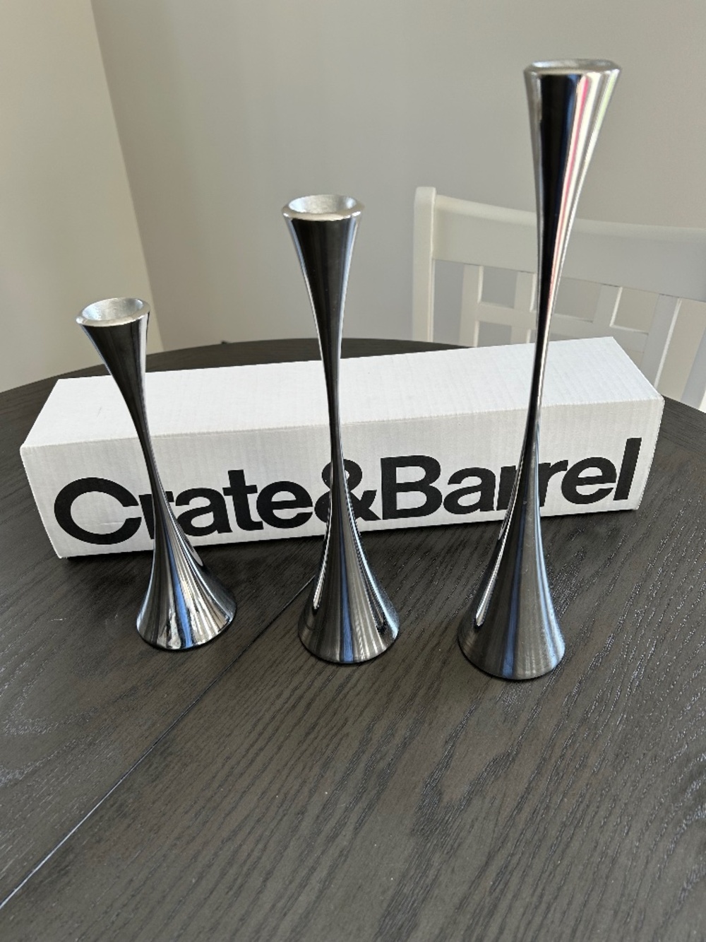 Crate& Barrel R Welch Stainless steal 18/0 Candle Sticks Rare